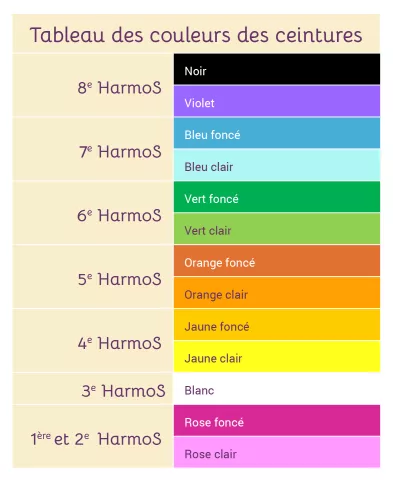 Les ceintures de couleur